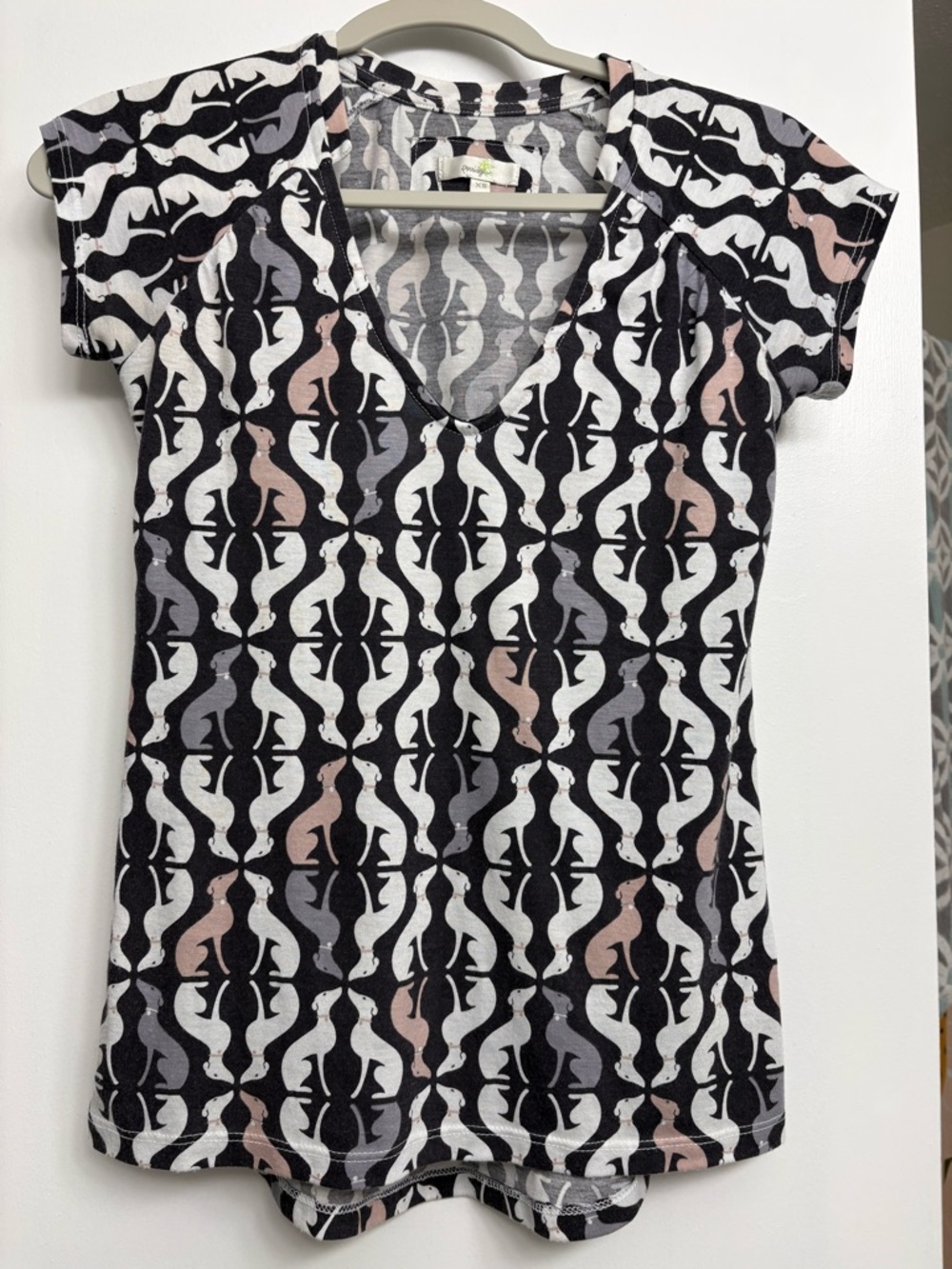 Anthropologie Porridge Abstract Geyhound Dog Print T Shirt XS
